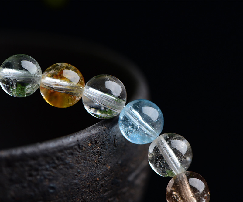 久雅水晶 天然7a级蓝色托帕石手链 时尚冰透托帕石圆珠手串 批发