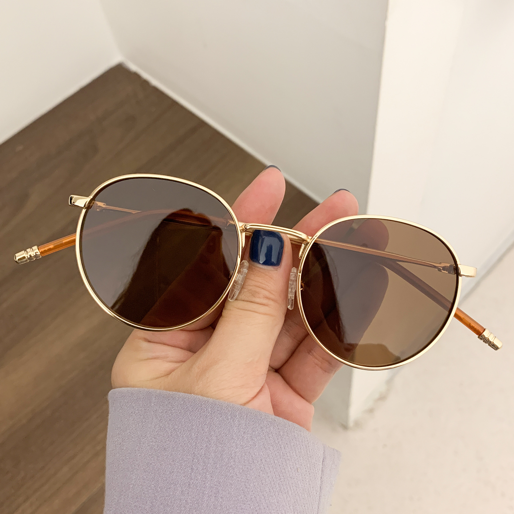 Sunglasses Women's Korean-Style Internet Celebrity Same Style Disco Glasses Sunglasses 2022 New round Elegant Sunglasses to Make Big Face Thin-Looked