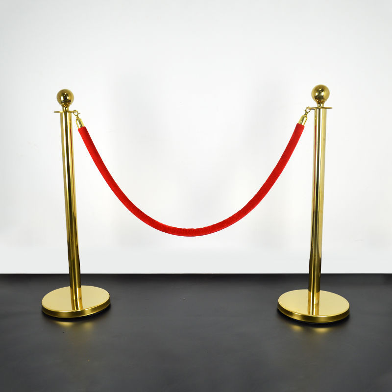 隔离带栏杆礼宾杆迎宾柱不锈钢一米线围栏杆挂绳护栏迎宾杆红绒布