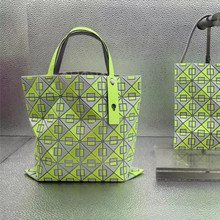 2024日本原厂新款混拼彩色菱格单肩包六格手提包女包积木购物袋