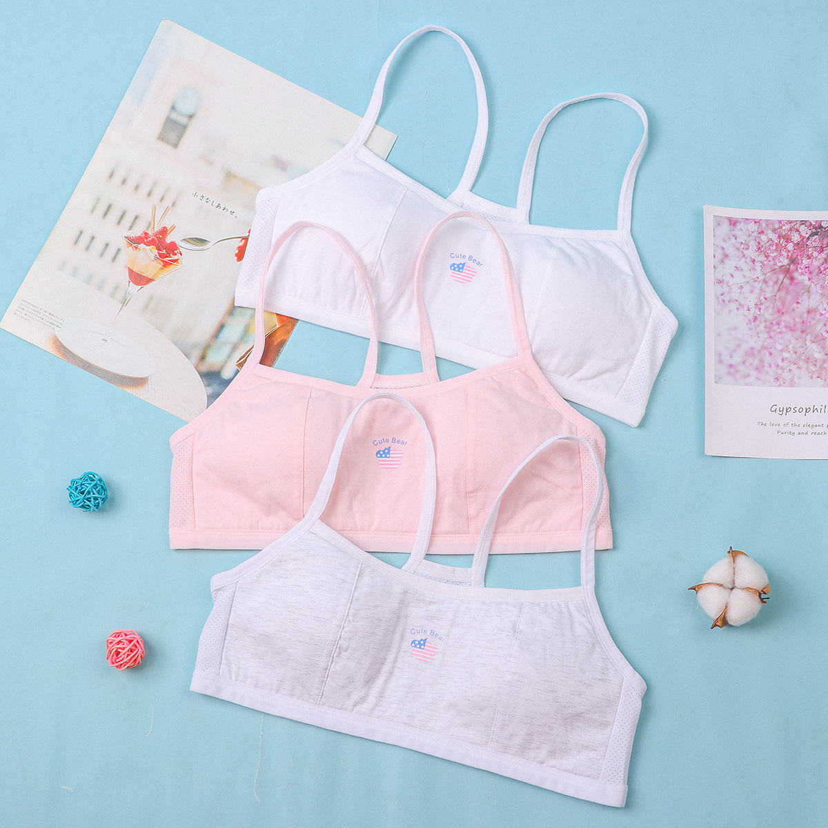 奥美芬336少女发育期学生背心吊带文胸防走光内衣细肩带抹胸裹胸