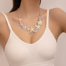 NZ2916欧美跨境星星贝壳珍珠项链女夏季新款夸张个性沙滩度假颈饰