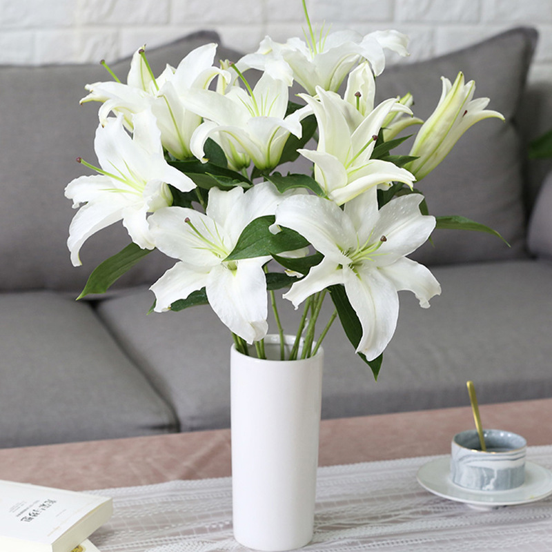 礼物生活鲜花切花4-7头精品云南新鲜鲜花花束 云南鲜花百合混搭百合白