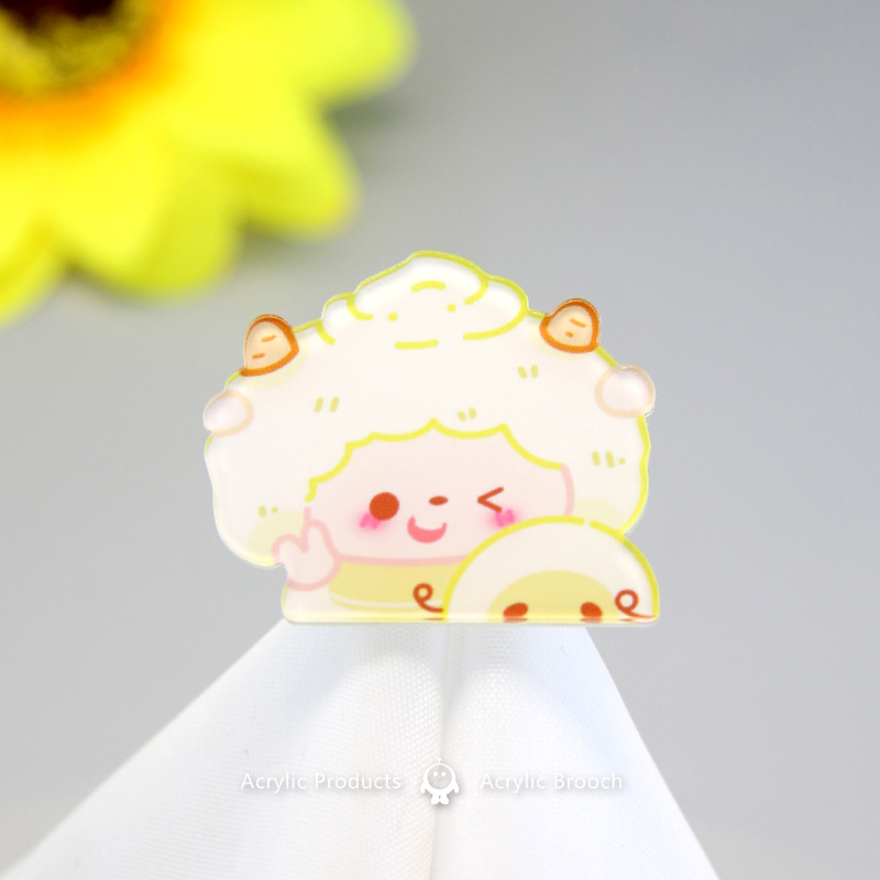 Egg Puff Party Surrounding the Game Acrylic Brooch Cute Cartoon Badge Primary School Student Ornament Schoolbag Pendant Accessories
