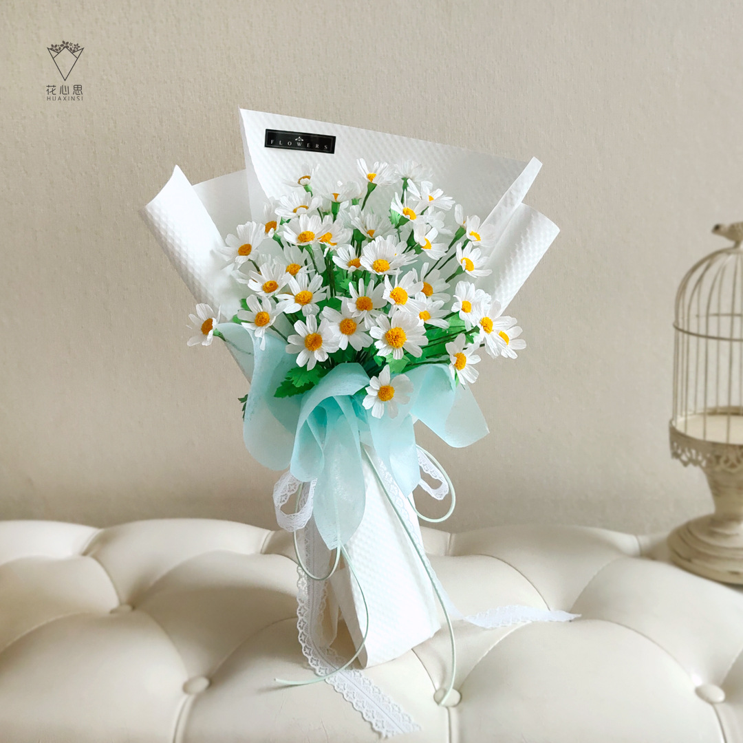 纸艺 皱纹纸diy花雏菊花束材料包 手工花diy纸花材料套装