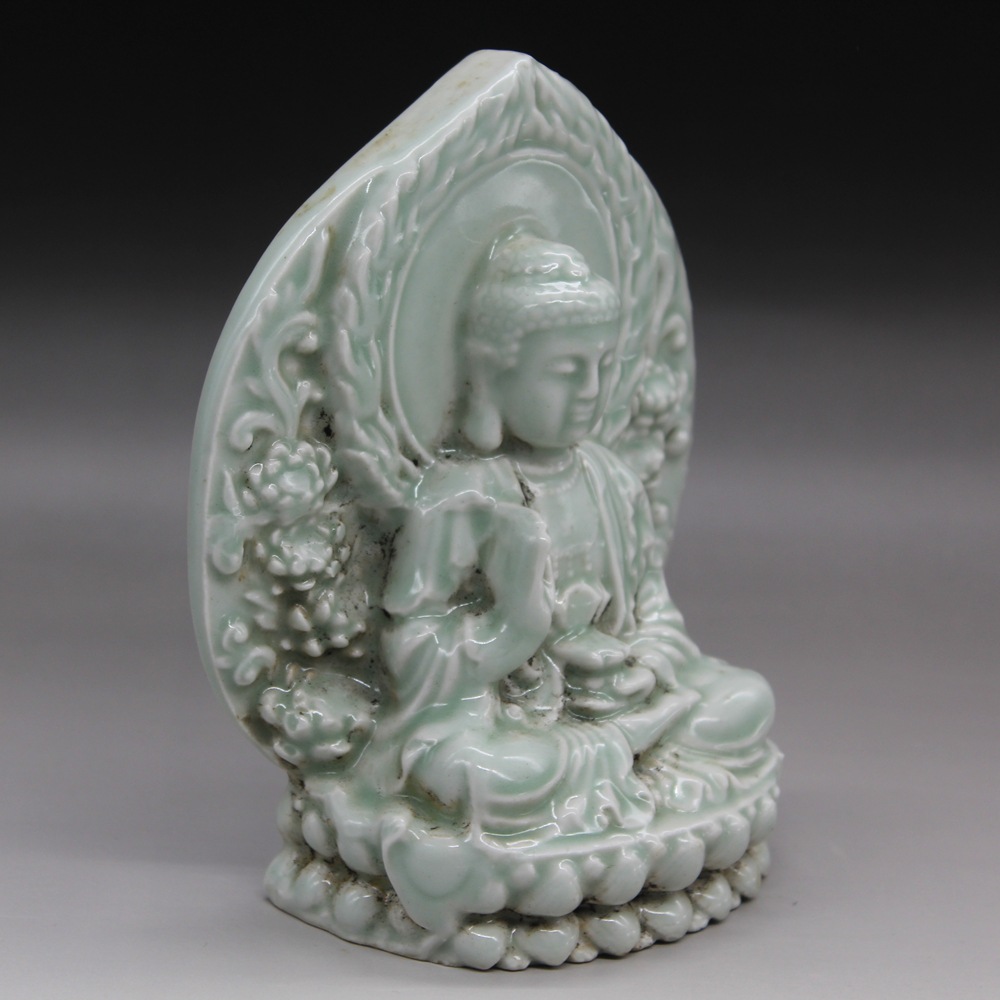 仿清代影青观音佛像古玩瓷器仿古客厅摆件厂货陶瓷做旧仿古