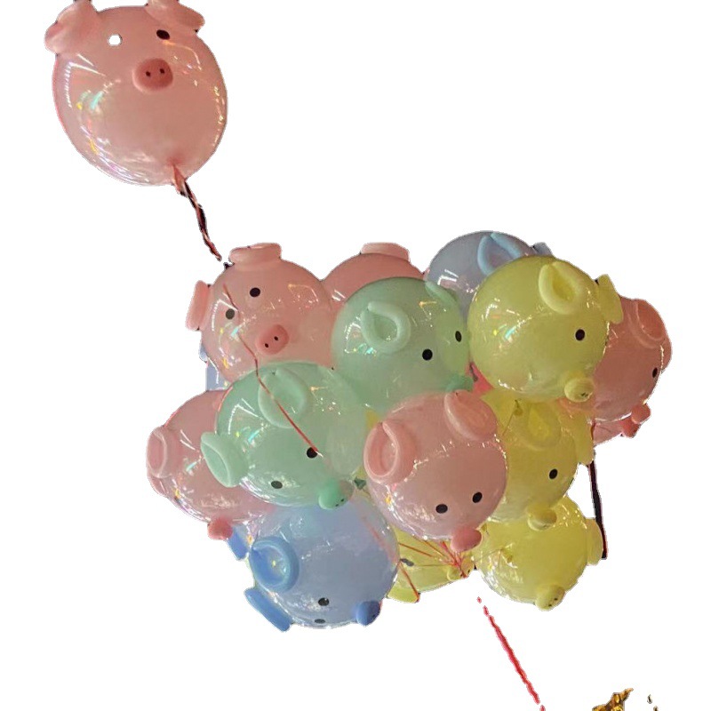 飘空气球批发网红发光粉色猪猪气球摆地摊造型套摆摊可爱飞天猪