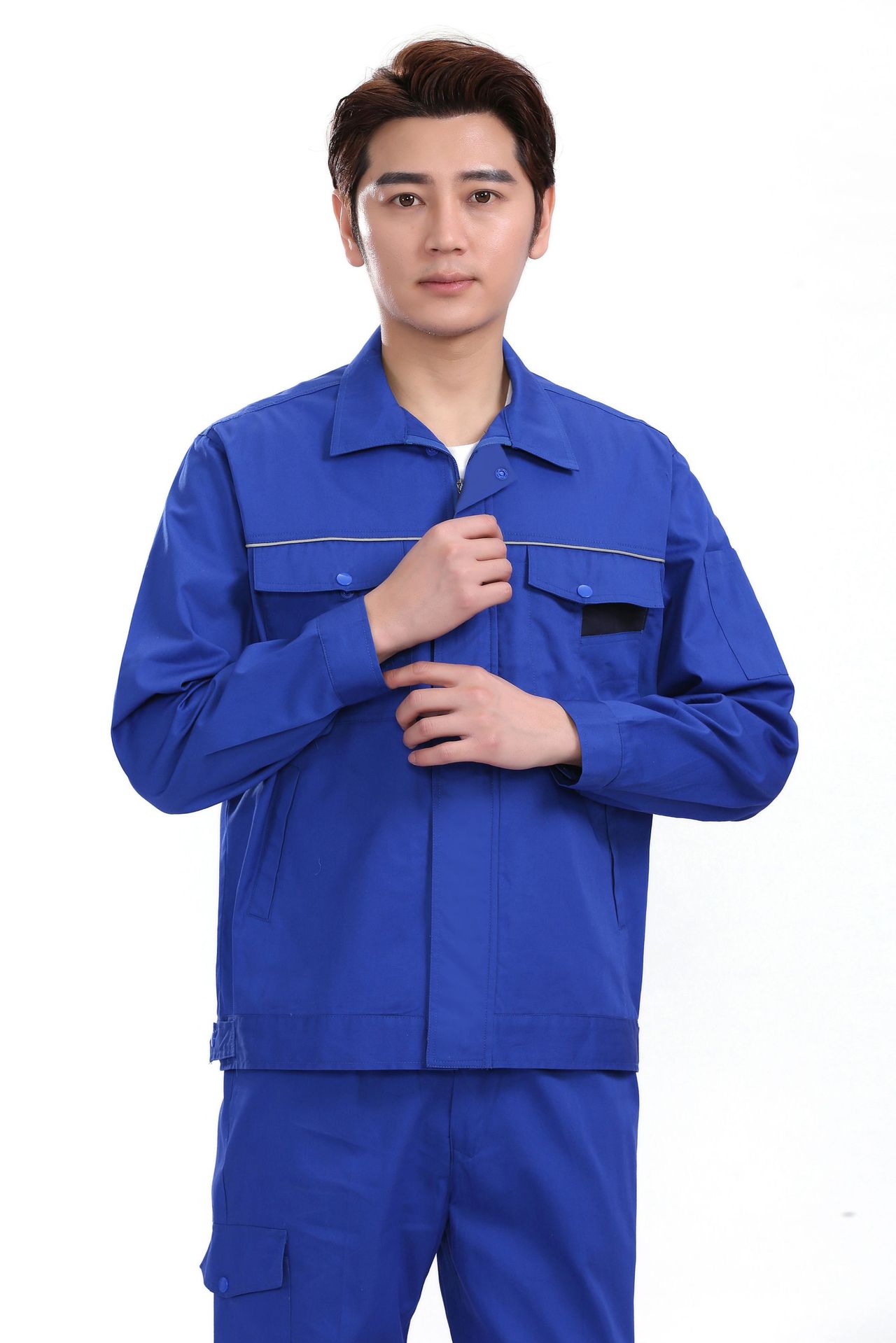 建筑工地夏天工作服套装施工单位劳保工程服长袖工装制服加工印字