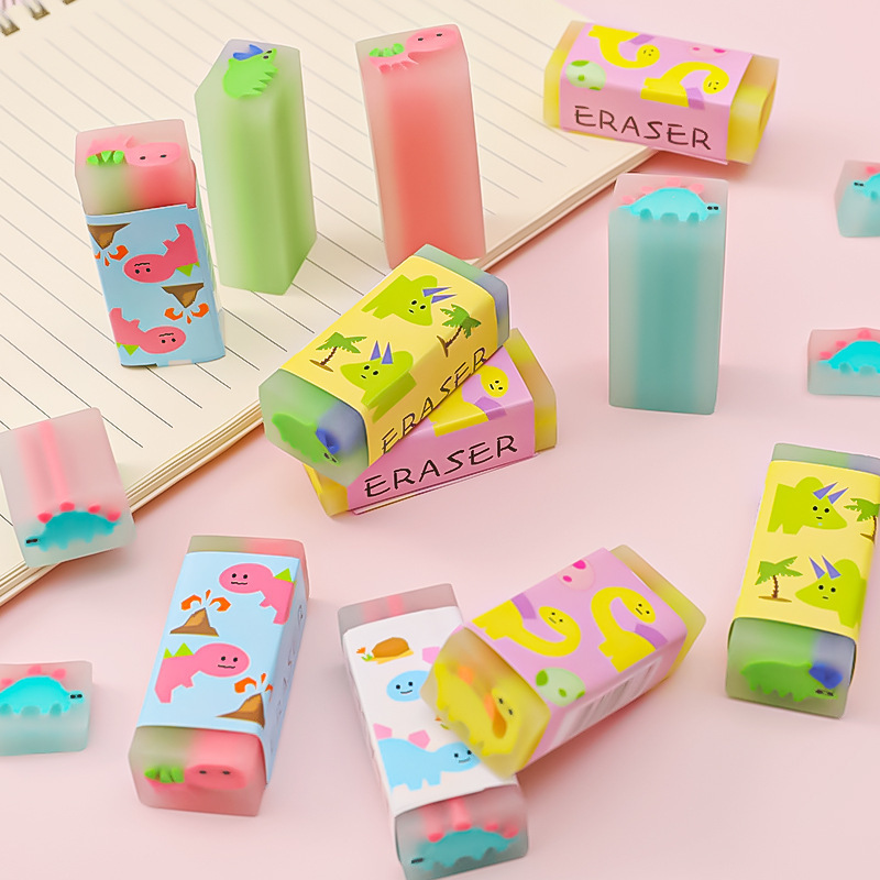 Cartoon Dinosaur Eraser Exam Error Correction 4B Eraser Colored Loving Heart Elementary School Student Drawing Error Correction Eraser