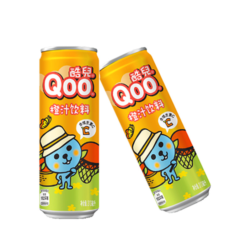 可口可乐 美汁源酷儿橙汁汽水310mlx24易拉罐整箱 果味饮料包邮