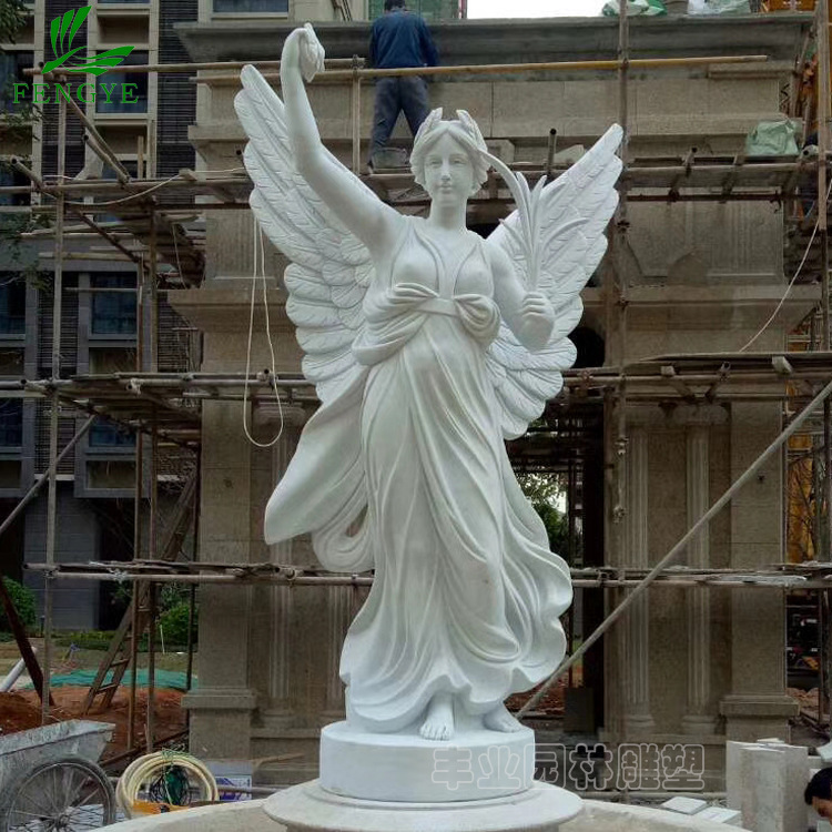 石雕天使大理石汉白玉带翅膀天使欧美西方人物石材雕刻庭院摆件