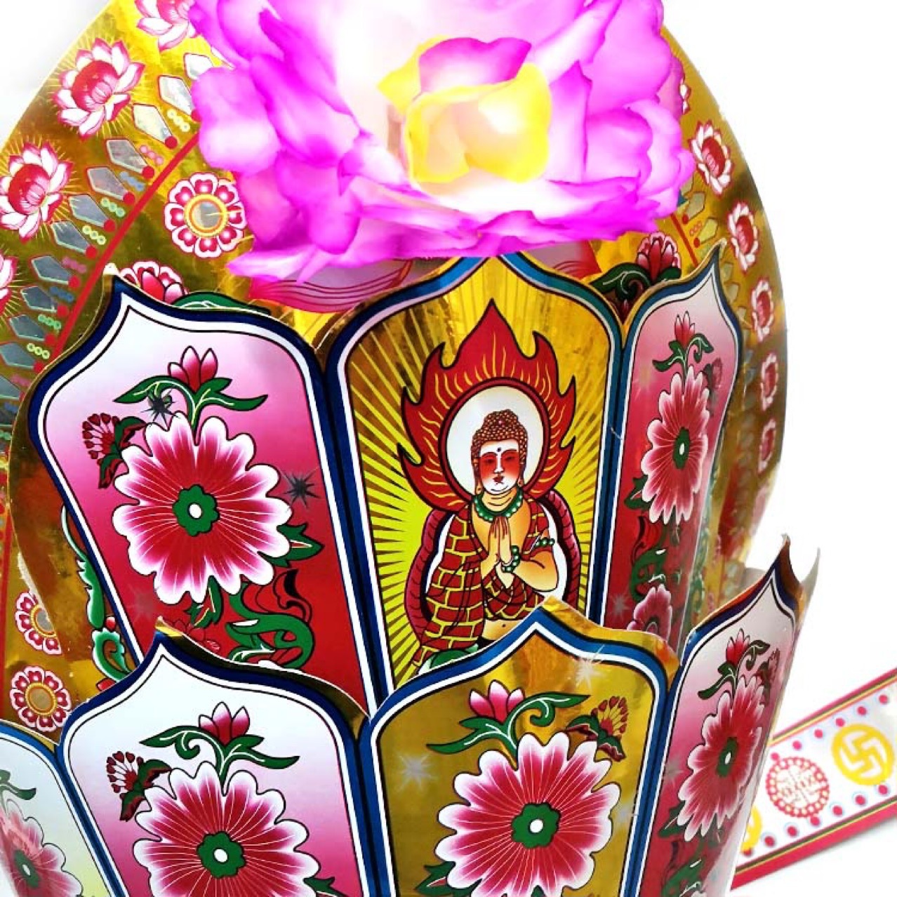 拜神拜佛用品 拜菩萨 观音帽 求平安 手工莲花帽 观音 纸帽一套顶