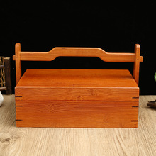 实木手提木盒木质提篮食盒木质茶叶盒中式点心盒海参盒子收纳木盒
