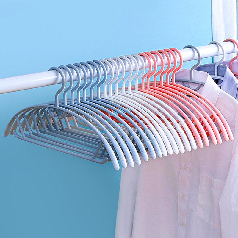 Free Shipping 10 Clothes Hangers Wholesale Adult Multi-Functional Non-Slip Plastic Wide Shoulder Thick Windproof Drying Hanger