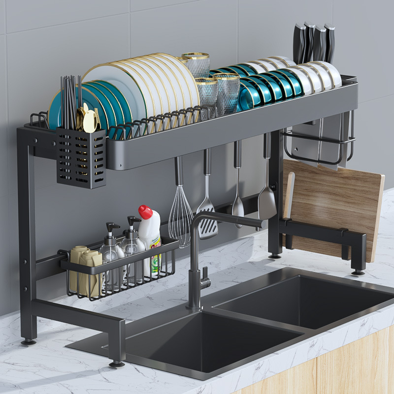 厨房水槽置物架碗碟收纳架多功能台面洗碗架沥水架水池上放碗盘架
