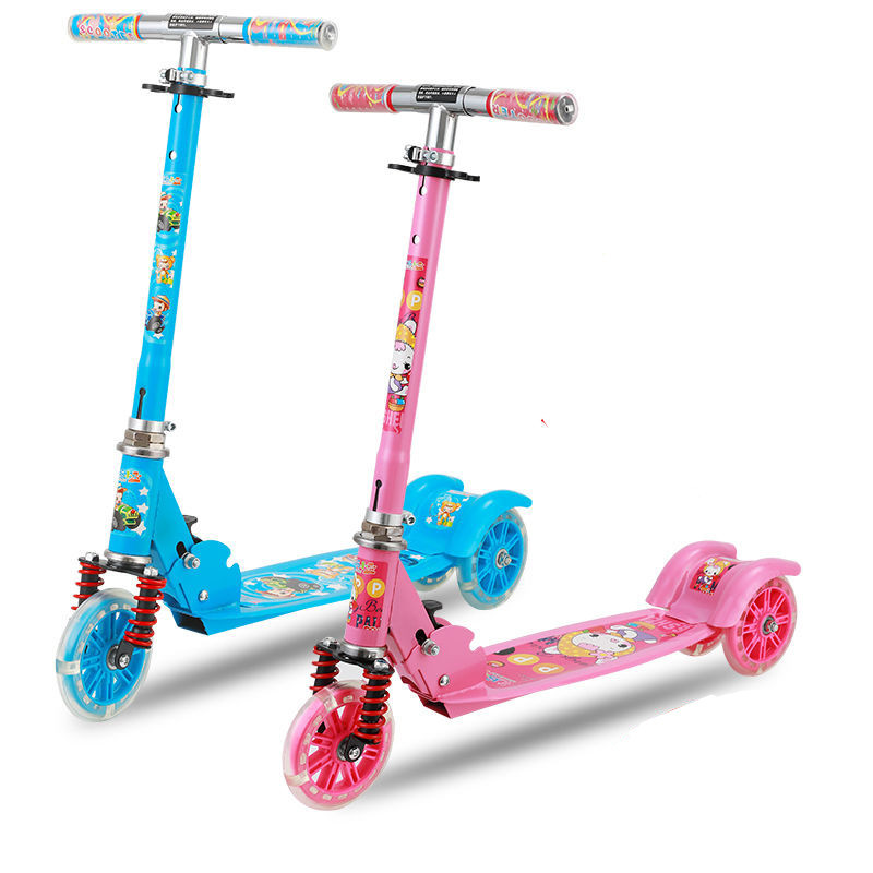 加宽加厚闪光三轮儿童滑板车scooter大减震可折叠滑滑车踏板车