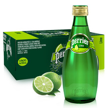 法国进口巴黎水Perrier气泡水青柠味饮料330ml*24瓶含气矿泉水0糖