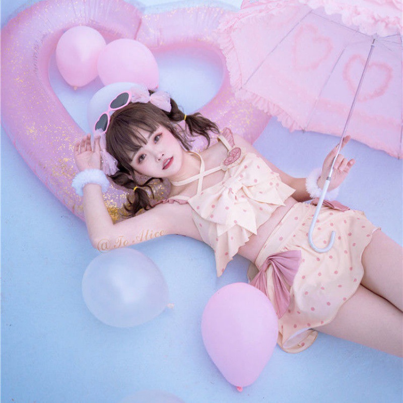 泳衣女分体可爱夏季夏日大作战冰海军风水手领分体泳衣泡温泉泳装