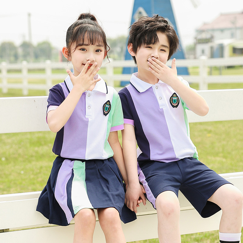 小学生校服夏季短袖套装英伦学院一年级儿童班服幼儿园园服两件套