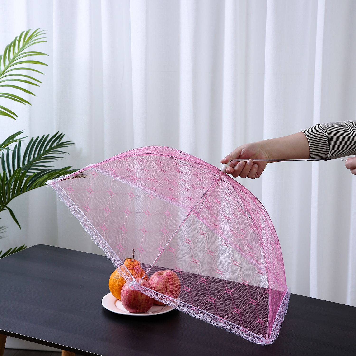 餐桌食物罩 菜罩45cm大号蕾丝可折叠防蝇防虫罩遮菜伞盖菜罩圆形