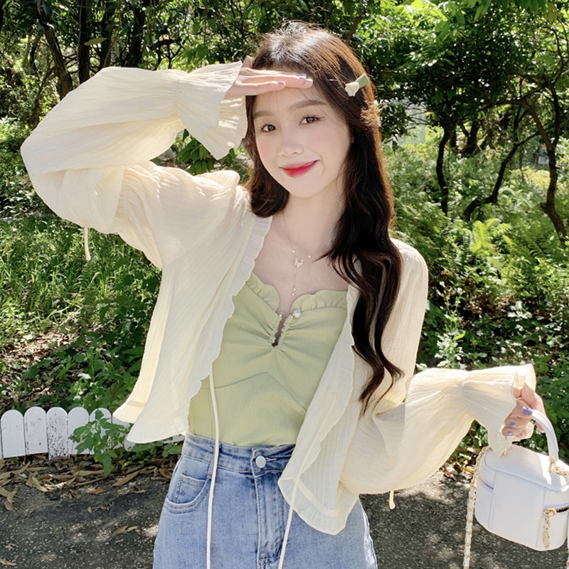 Sun-Protection Overshirt Women's Design Sense Niche Cardigan Summer Thin Fresh Sweet Korean Chic Short Top for Women