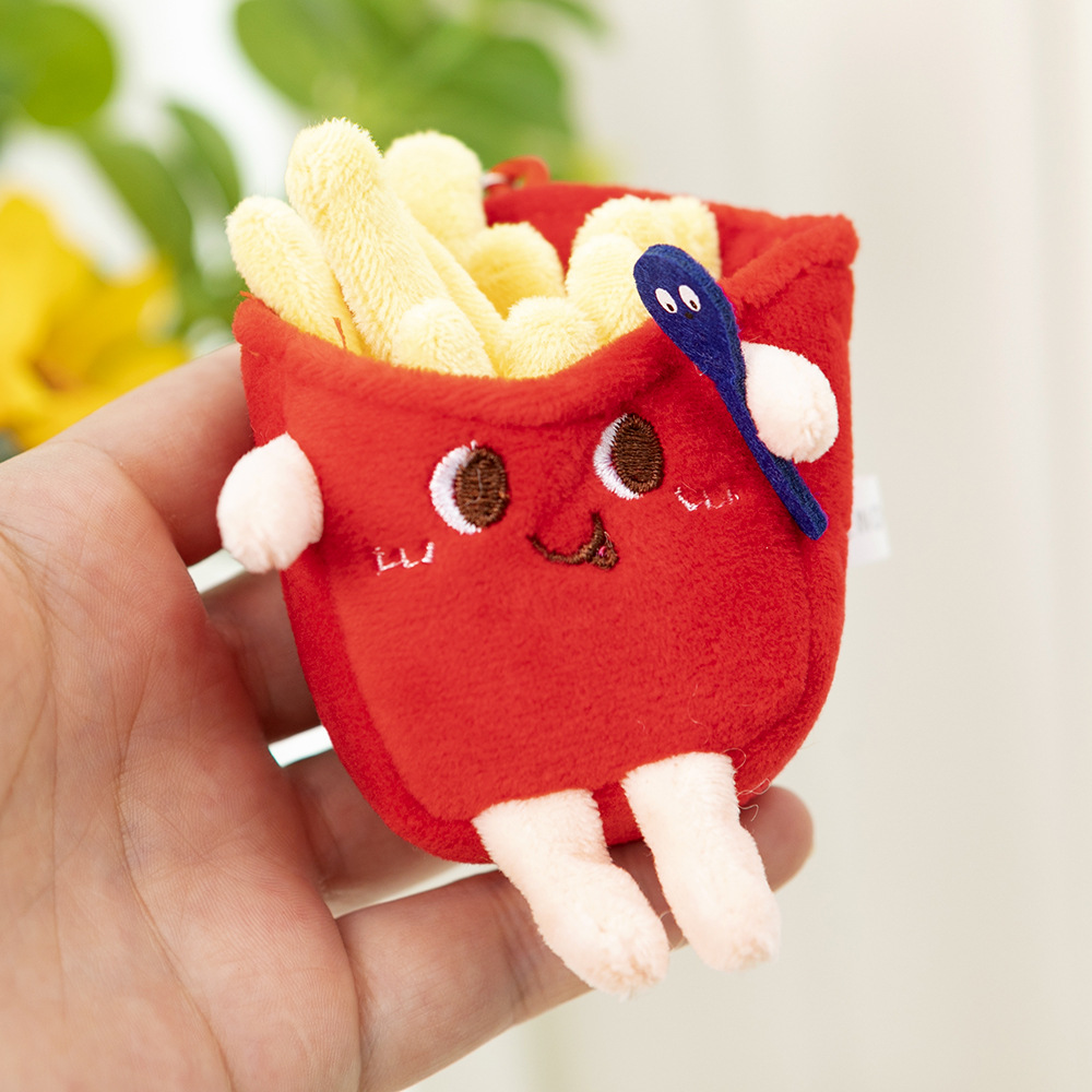 New Cute Hamburger Hot Dog Chicken Leg Plush Pendant Little Doll Boutique Prize Claw Doll Schoolbag Pendant Keychain