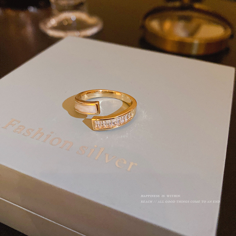Korean Opening Full Diamond Ring Female Fashion Personalized Index Finger Ring Ins Wind Net Red Light Luxury Minority Design Sense Ring