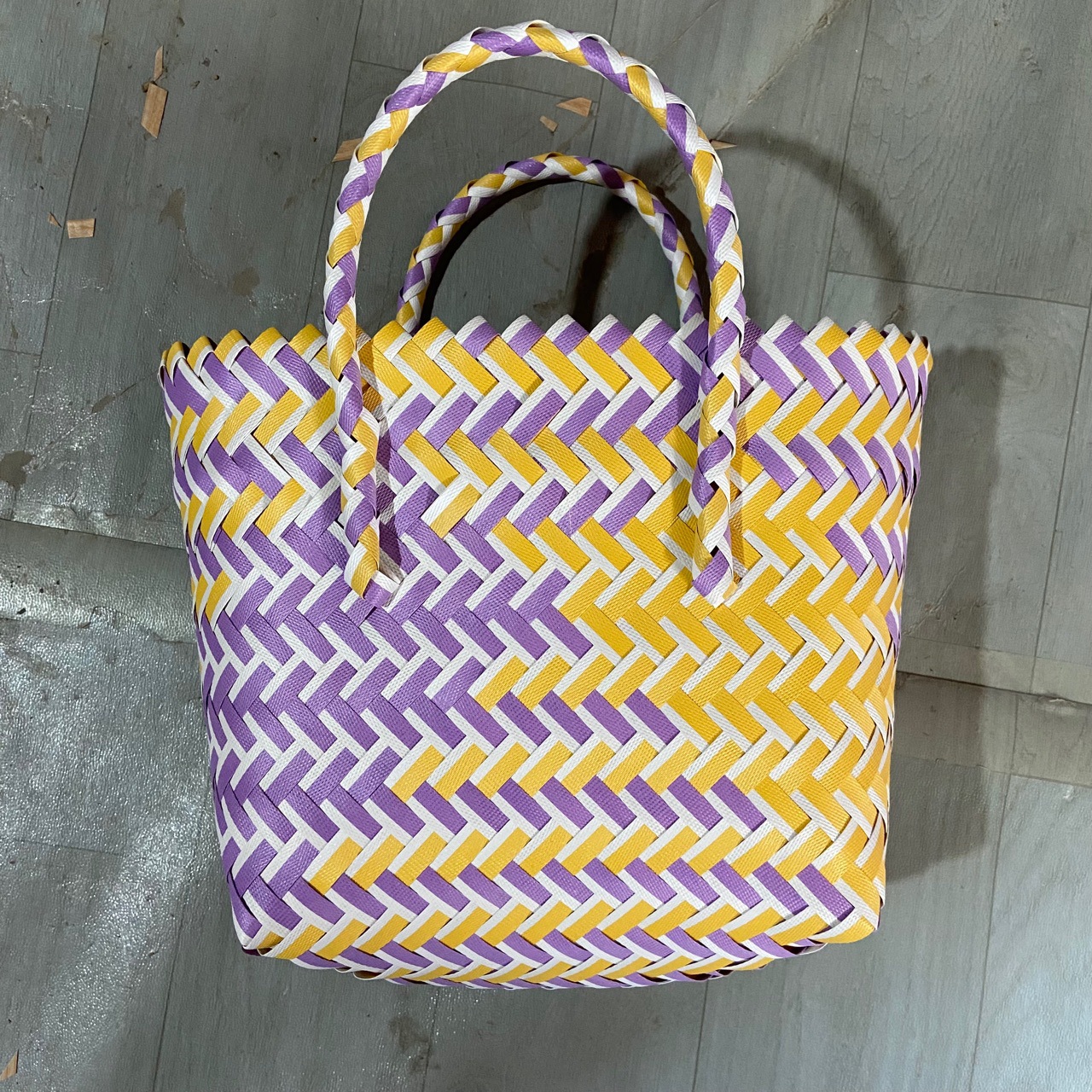 Handmade Woven Handbag Oblique Woven Knitted Basket Horizontal Square Small Square Bag Casual Women's Bag