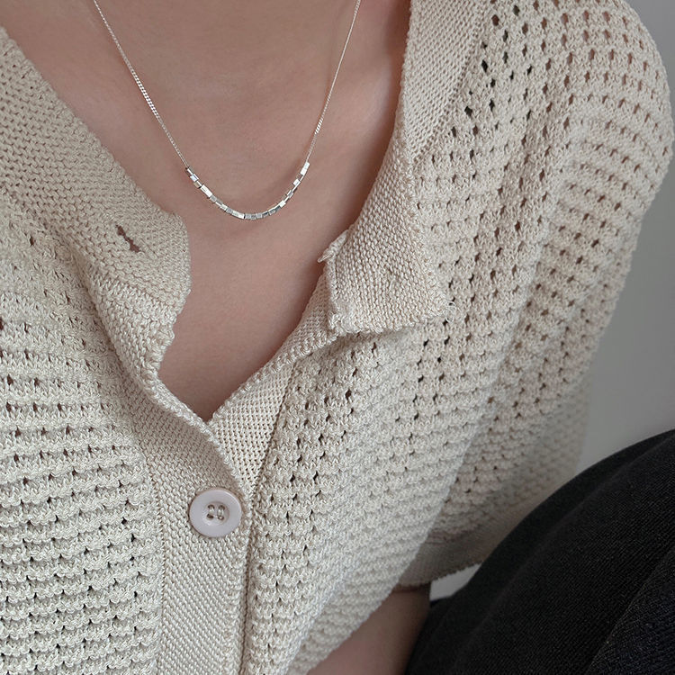 YH Geometric Block Stitching Necklace Light Luxury Minority Simple Temperament Ins Cold Style Clavicle Chain Female Summer Design Sense