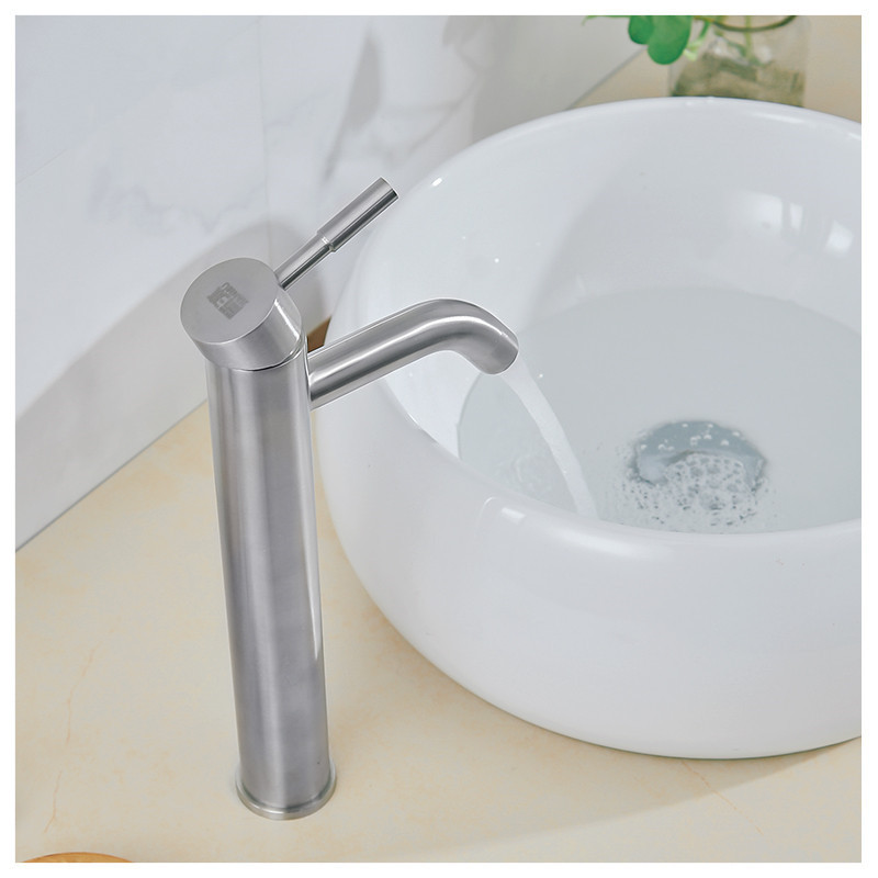 Factory Wholesale Basin Faucet 304 Stainless Steel Bathroom Toilet Curved Mouth Hot and Cold Inter-Platform Basin Washbasin Faucet Water Tap