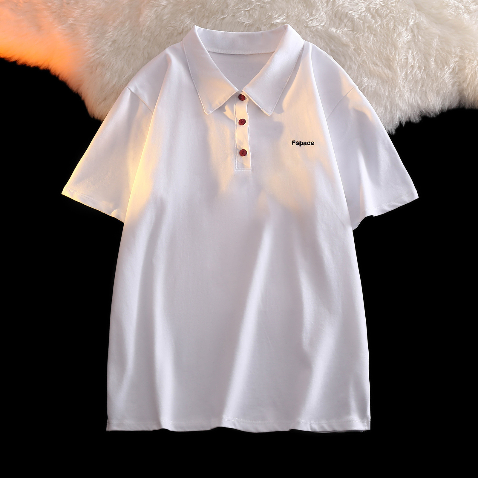 b2022新款女装刺绣polo领短袖t恤女夏纯棉白色宽松显瘦上衣ins潮