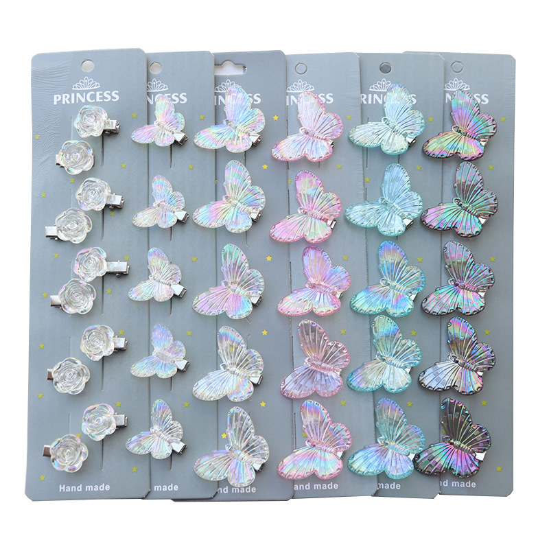 Cross-Border Colorful Butterfly Barrettes Super Fairy Dream Gradient Color Hairpin Vitality Sweet Girl Cute Bangs Clip Side Clip