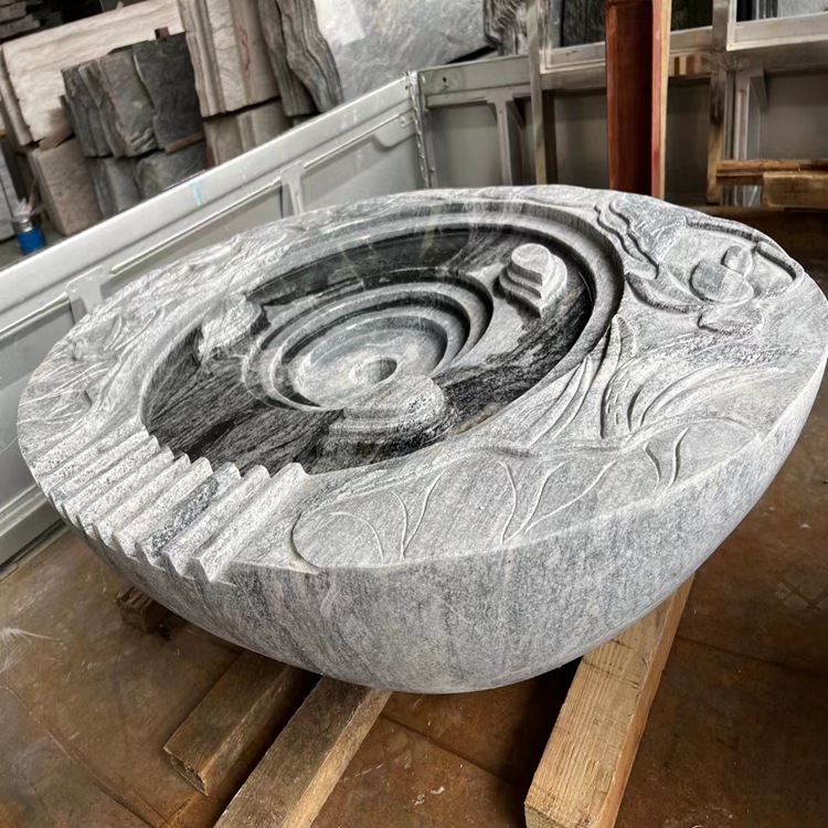 湖北浪淘外墙干挂沙石材厂家 金丝段喷砂面大漠流金光面山水岩