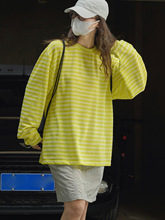同款卢浮夏季新款韩版简约基础防晒条纹T恤空调衫清凉透气宽松上