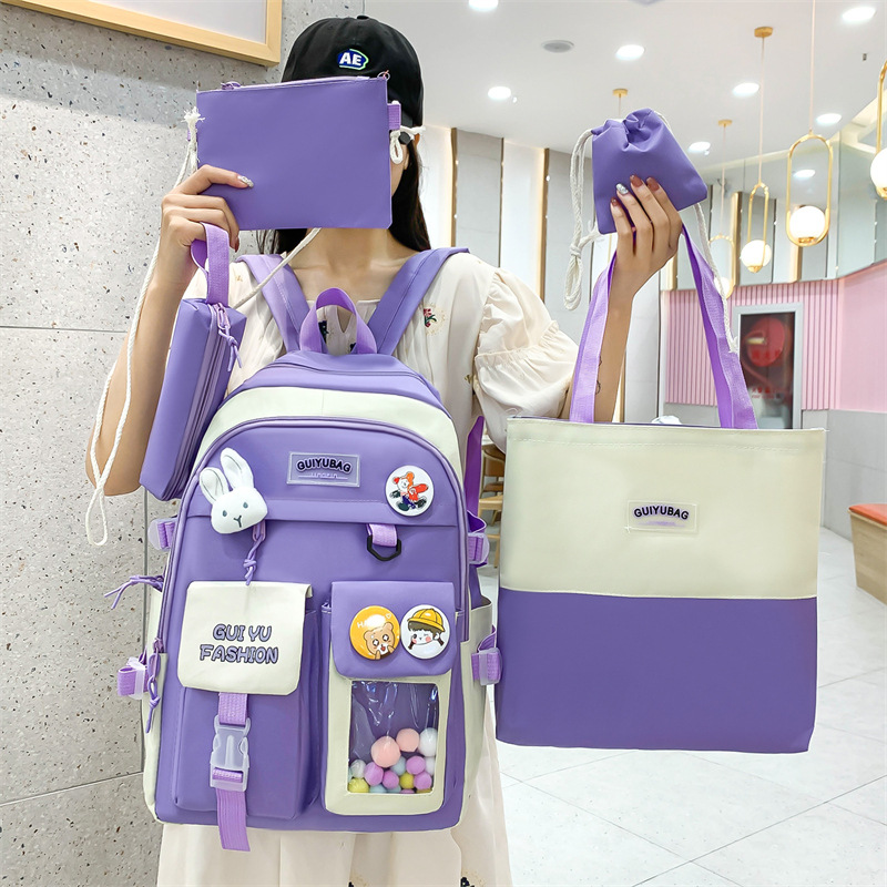 Women's Bag 2022 New Clear Fashion Large Capacity Contrast Color School Bag Casual Cute Junior High School Make-up Bag Male