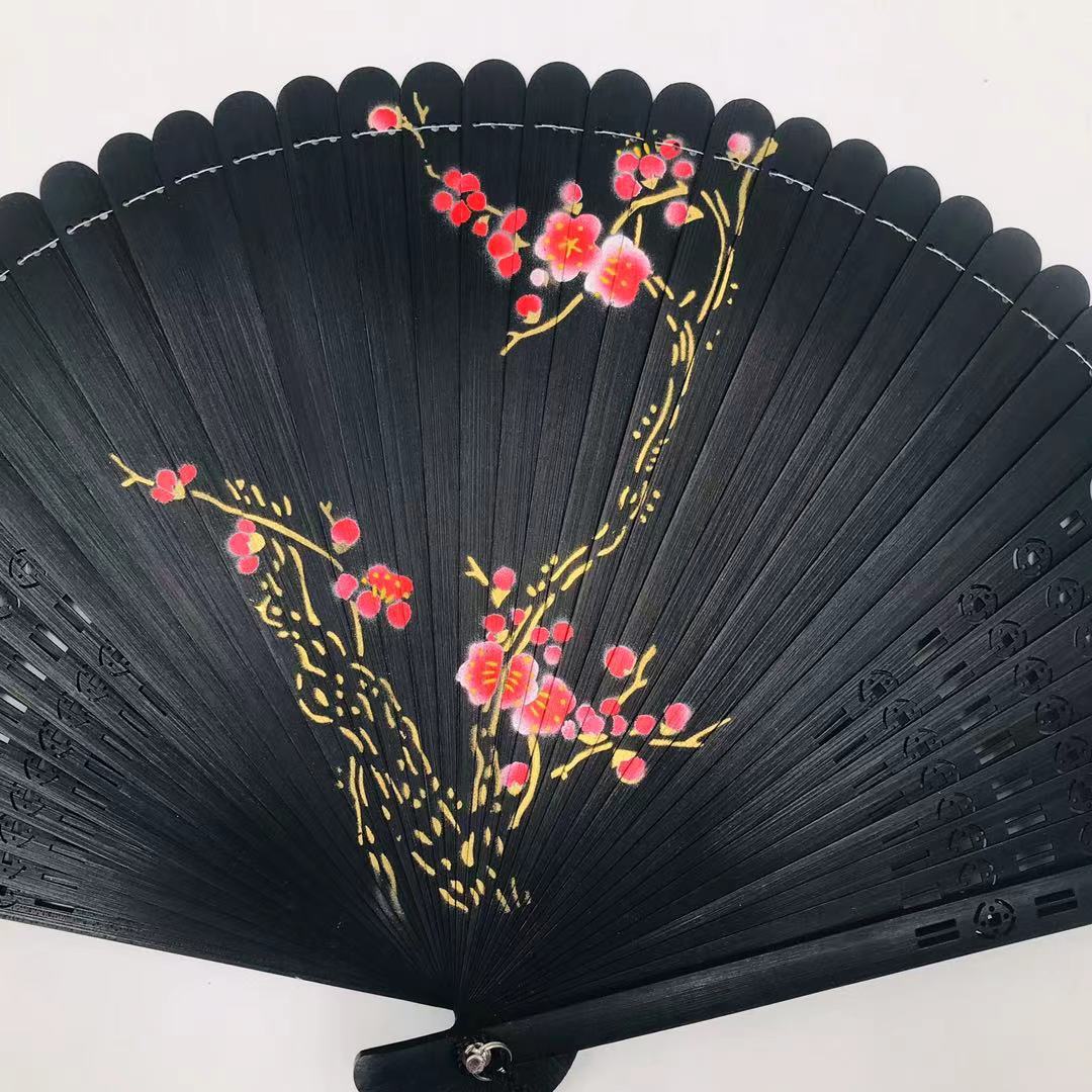 parfois手绘梅花折扇 镂空女扇 全竹扇骨 礼品扇子 古风 折扇定 制