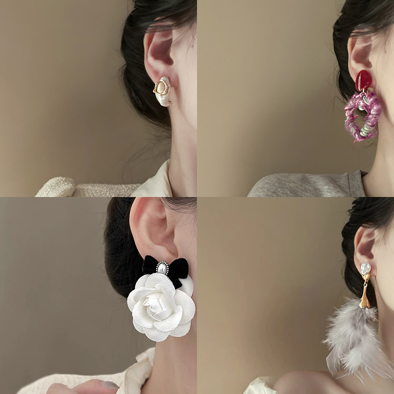Silver Needle Light Luxury Flower Pearl Tassel Earrings Niche Fashion Design Sense Earrings Super Fairy Versatile High Sense Earrings