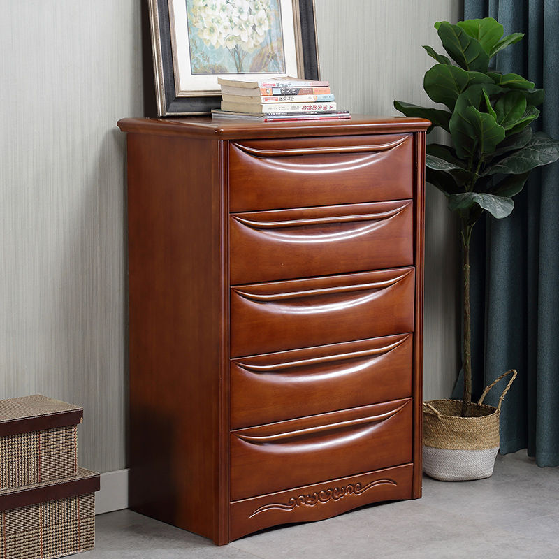 现代中式实木五斗柜 家用简约斗柜储物柜卧室组合抽屉收纳柜0.7米