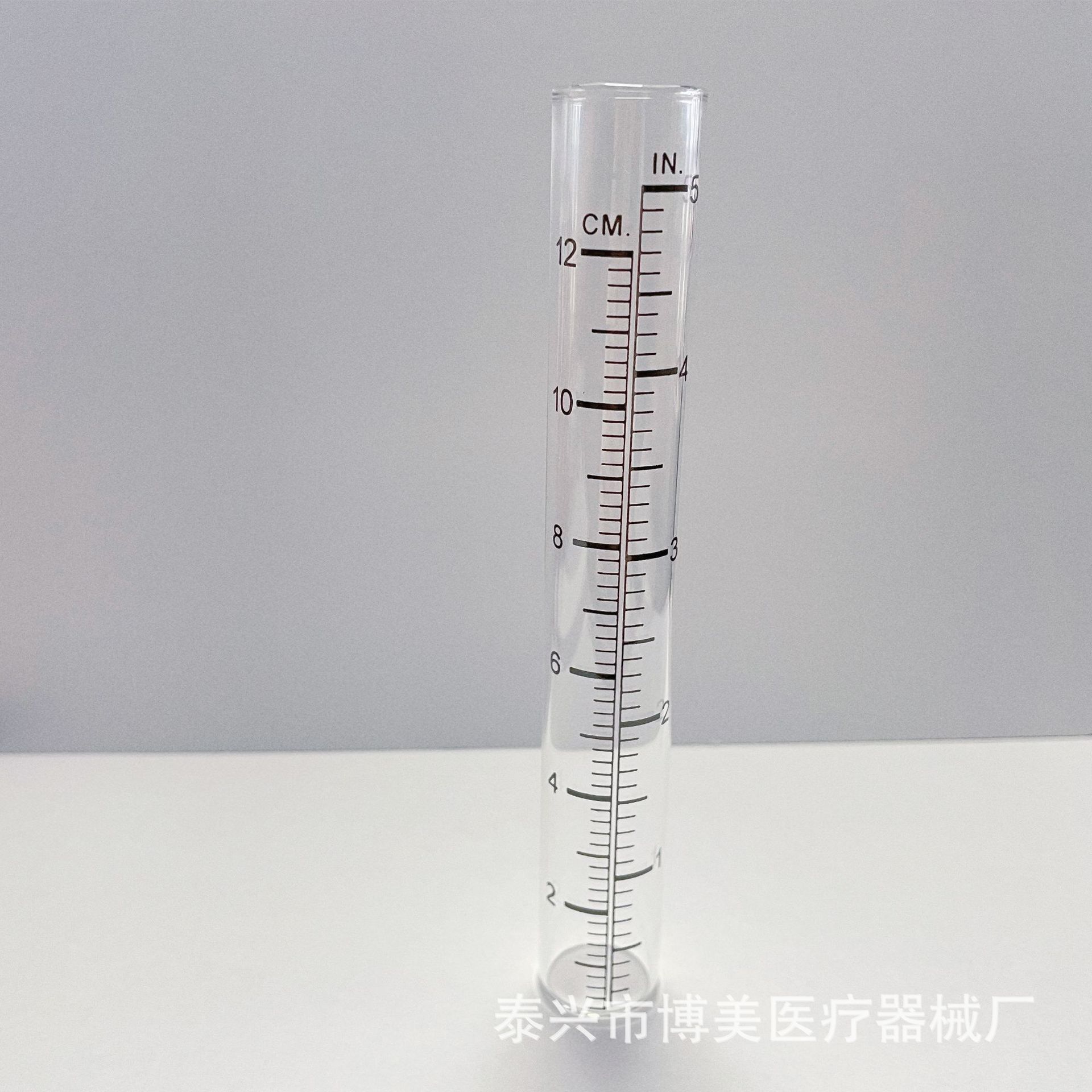【博美】厂家 玻璃平口量雨器 刻度20*140mm户外雨水测量可印刷