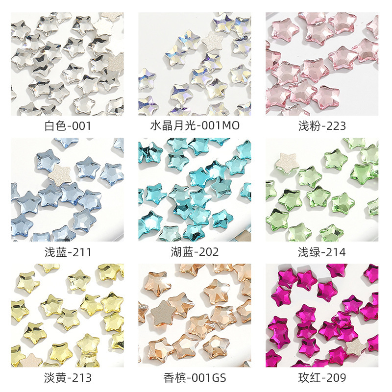 Fat Five-Pointed Star Flat-Bottomed Fancy Shape Rhinestone Nail Jewelry Stickers Diamond Mesh Red Nail XINGX Rhinestone Jewelry Glass Drill Wholesale