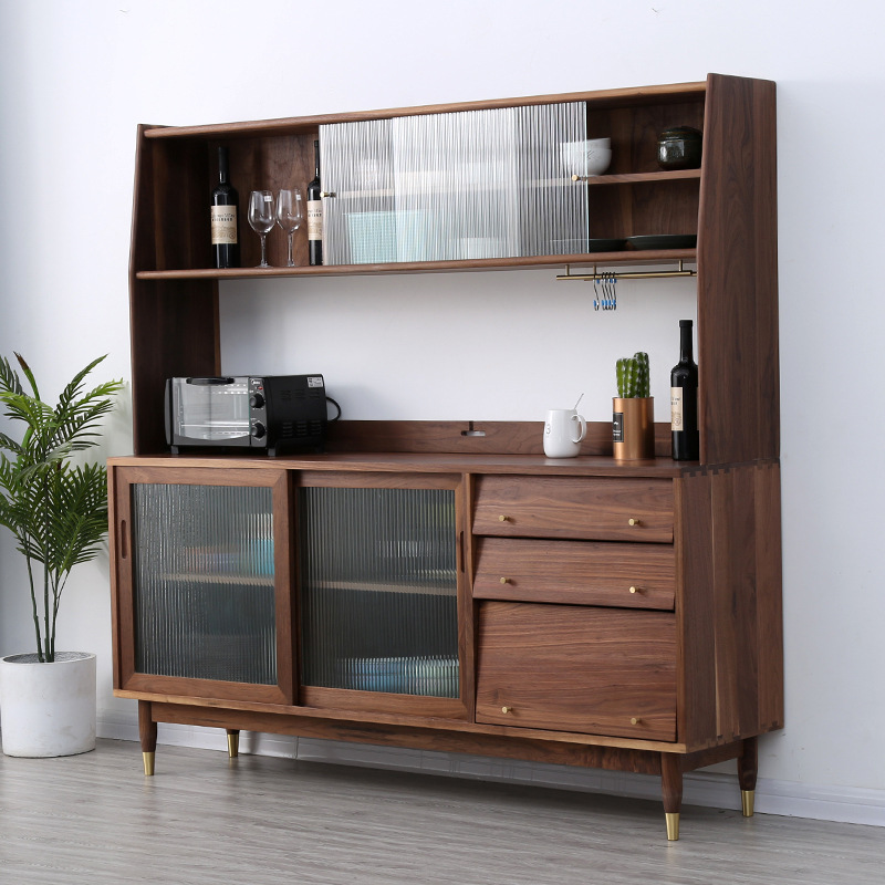 哥本哈根餐边柜北欧樱桃木储物柜实木酒柜黑胡桃木碗橱柜网红家具