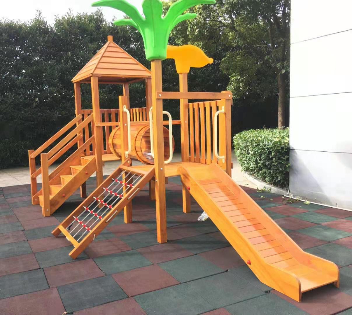 大型户外幼儿园花梨木质游乐设备儿童滑滑梯小区攀爬架组合设备