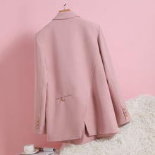 粉色西装外套女2024春夏季新款英伦风设计感小个子双排扣西服上衣