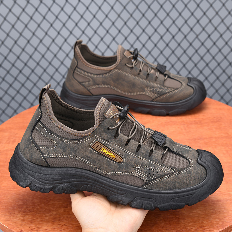 春秋季户外男鞋新款防滑透气登山鞋时尚百搭休闲鞋软底耐磨爸爸鞋