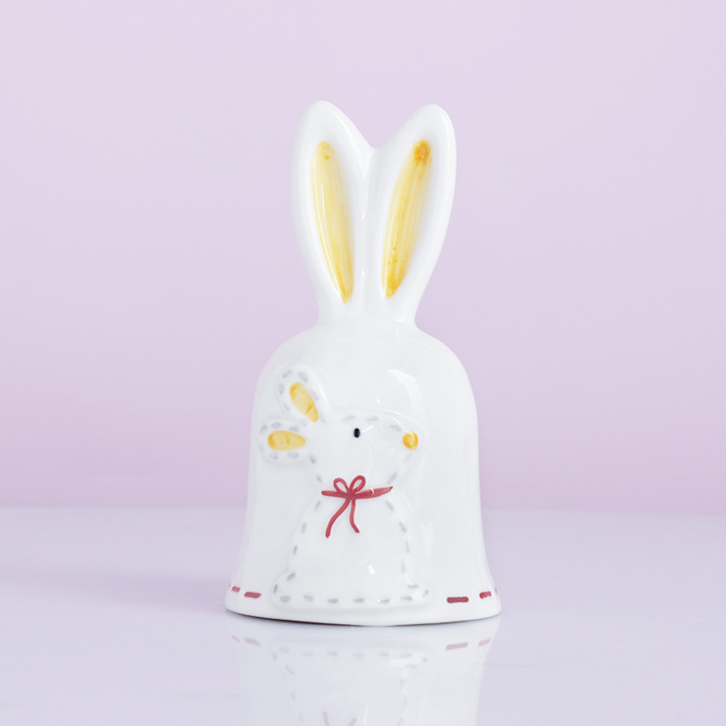 Cute and Compact Rabbit Bell Handheld Rattle Home Decoration Ceramic Crafts Creative Dining Bell High Temperature