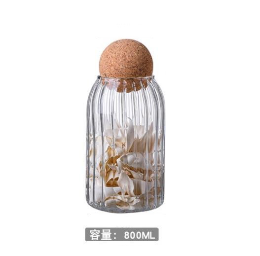 Round Cork Cover Glass Storage Bottle Transparent Glass Straight Tube Multigrain Storage Tank Multi-Specification Tea Jar