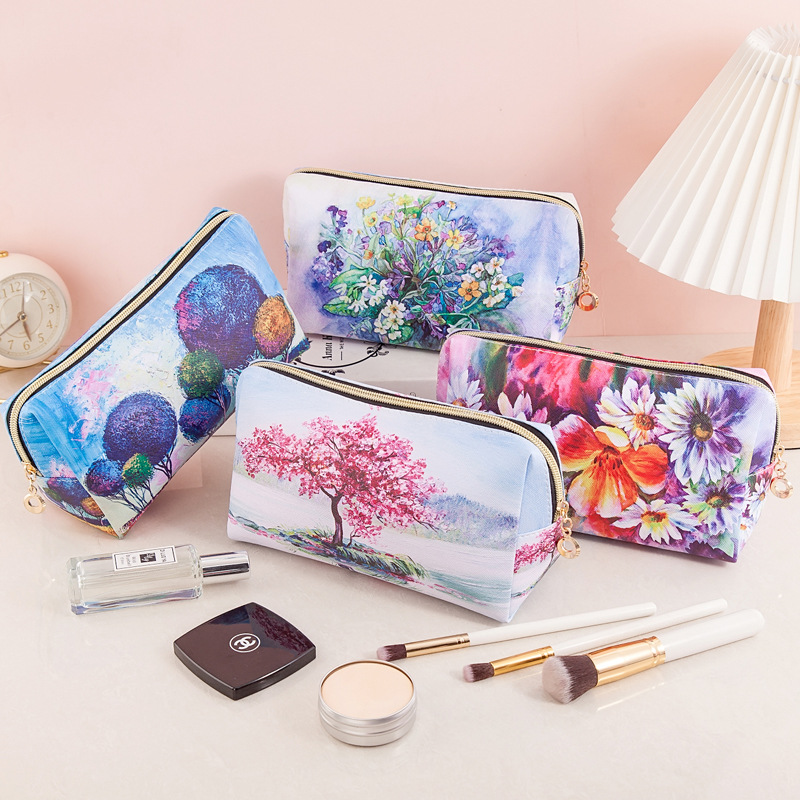 Large Capacity Storage Cosmetic Bag Portable Travel Portable Toiletry Bag Waterproof Thickened Pu Leather Printed Clutch Manufacturer