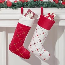 跨境圣诞装饰红色刺绣圣诞袜糖果袜儿童礼品道具摆件橱窗壁炉装饰