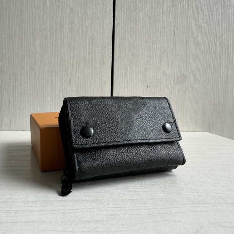 双排搭扣全皮牛皮钱包 压花真皮女钱包卡包拉链包零钱包女士钱包