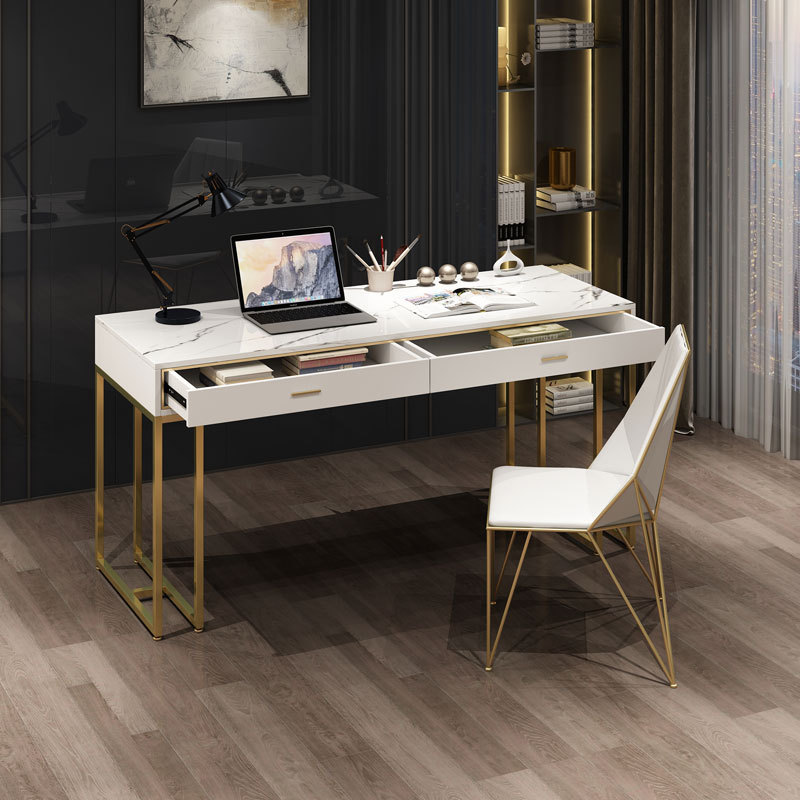 轻奢电脑桌家用后现代储物书桌简约笔记本电脑桌写字台直播办公桌